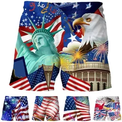 Pantalones cortos de playa con estampado 3d de bandera americana para hombre, bañadores de gran tamaño con gráficos de Estatua de la libertad, ropa de verano