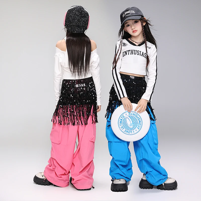 Hip Hop Kleidung Mädchen K-pop Crop Tops Shirt Street Dance Cargo Hosen Kinder Streetwear Kinder Jazz Mädchen Gruppe Bühne kleidung Set