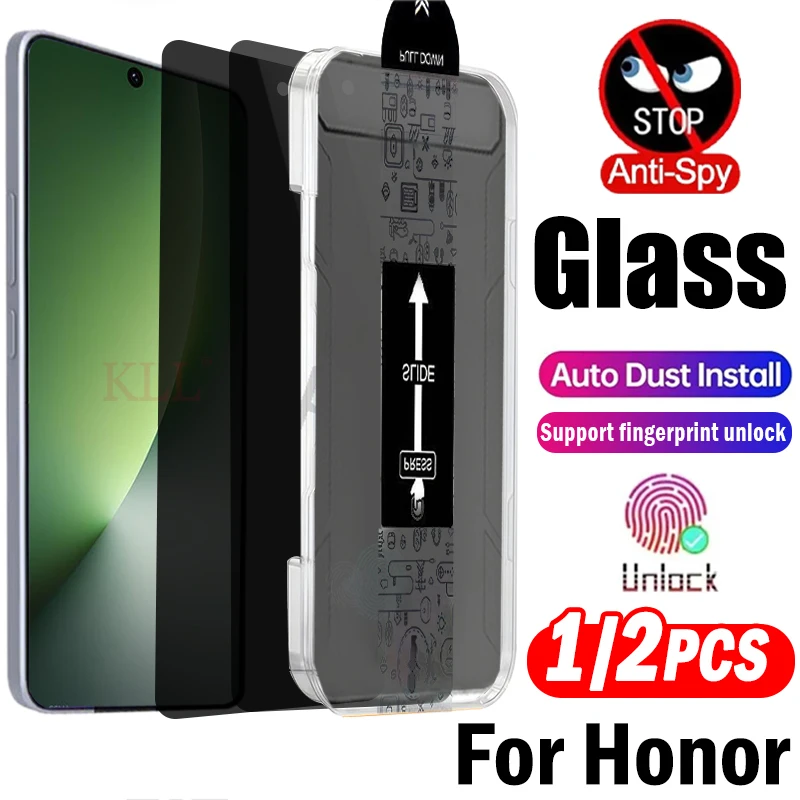 

1-2pcs Dust Free Easy Installation Privacy Tempered Glass for Honor Magic8 Screen Protector for Honor GT Pro Magic7 Unlock Glass