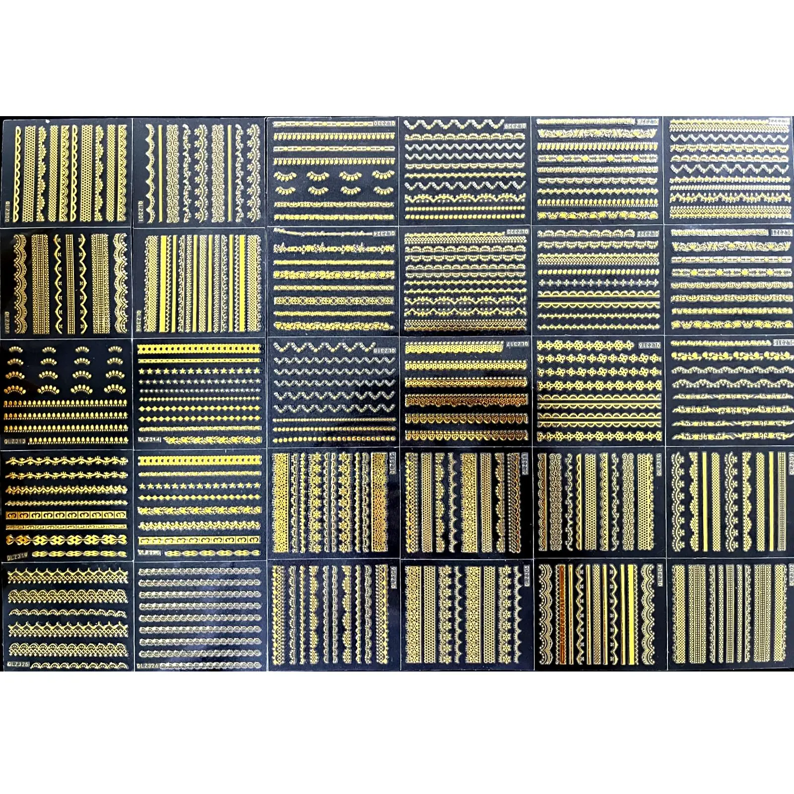 30 Sheets Gold Line Nail Art Stickers Gold Lace Nail Stickers 3D Self-Adhesive Gold Nail Decals Acrylic Nails DIY Design Nail Su image 6