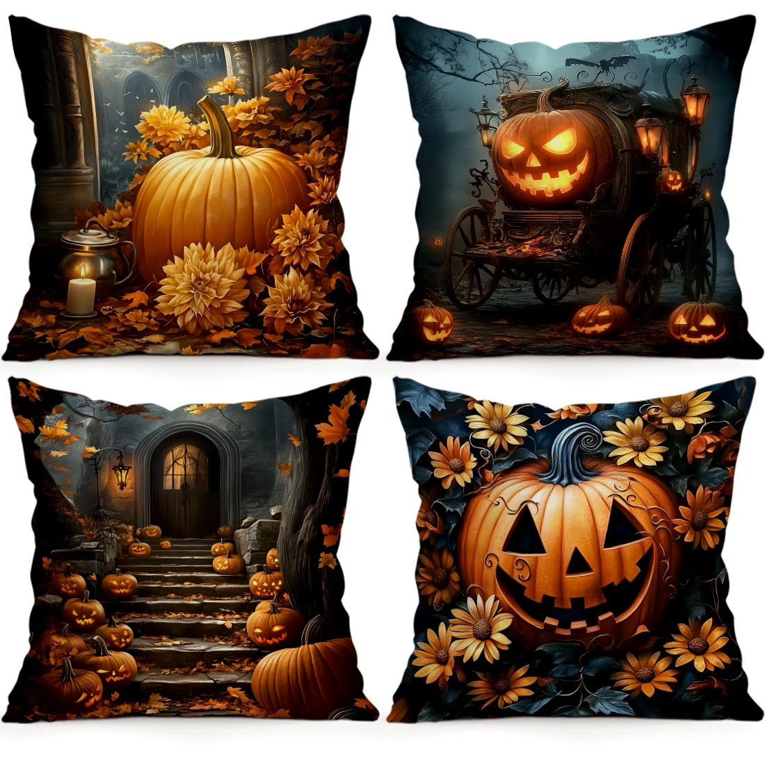 Halloween Pumpkin Pillowcase Printed Polyester 40/45/50cm Throw Pillowcover Decorative Sofa Cushion Pillowslip Home Decor