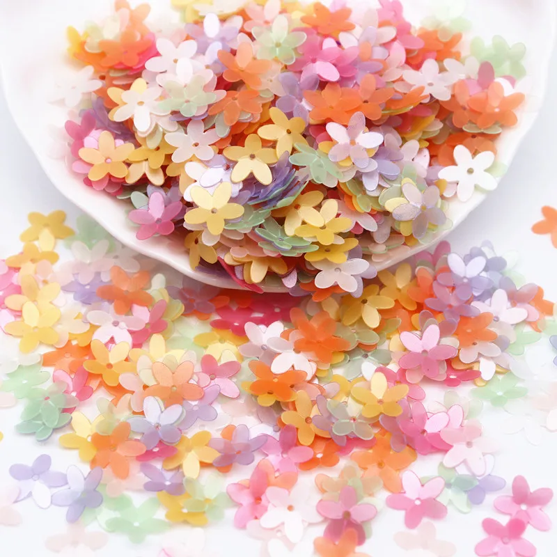 Matte White Transparent Crystal Flower Sequins, 10mm