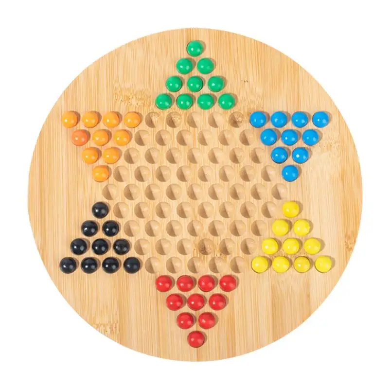 Chinese Checkers Board Game Chinese Wood Board Hexagonal Checkers Wooden Chinese Checkers Board Game Set For Kids Over 3 Years