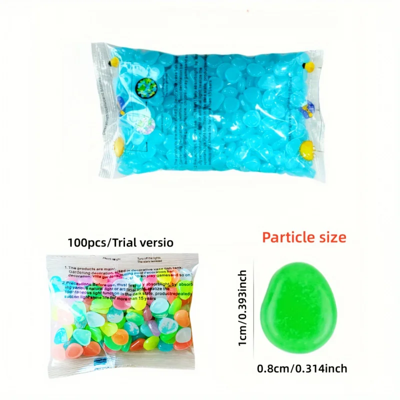 100 Pcs/bag, Luminous Stone, Landscape Flower Pot And Fish Tank Beautification Decorative Stone (0.31 * 0.39 Inches)