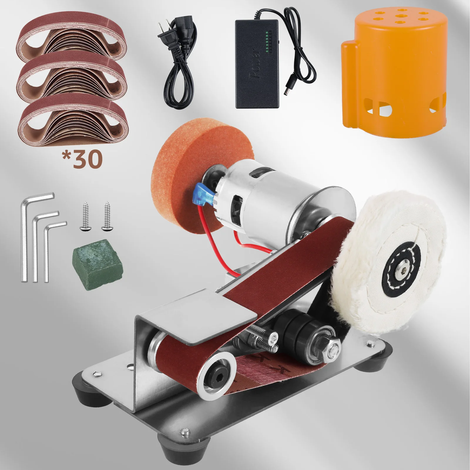 

Mini Belt Sander Grinding Machine Adjustabl 7 Speed Electric Sander Small Polishing Sharpener Machine Grinding Wheel Grindig Too