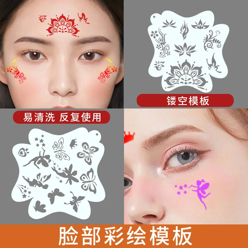 Face Paint Stencils Professional Body Art Paint Stencils Reusable for Adults Kids Easily Use Templates for Parties Makeup Tools