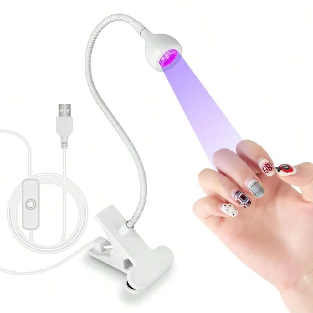 

Mini UV LED Curing Lamp, USB Powered Flexible Gooseneck 360° Bend, Clamp-On for Gel Polish & Resin Crafts, Portable Nail Light