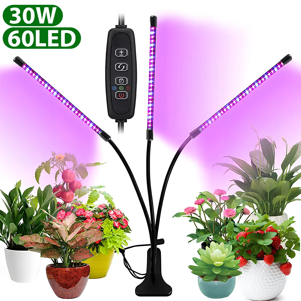 40W 80Led 30W 60Led luces de cultivo de plantas USB Phyto lámpara de espectro completo bombilla hidropónica LED luz de cultivo LED lámpara de