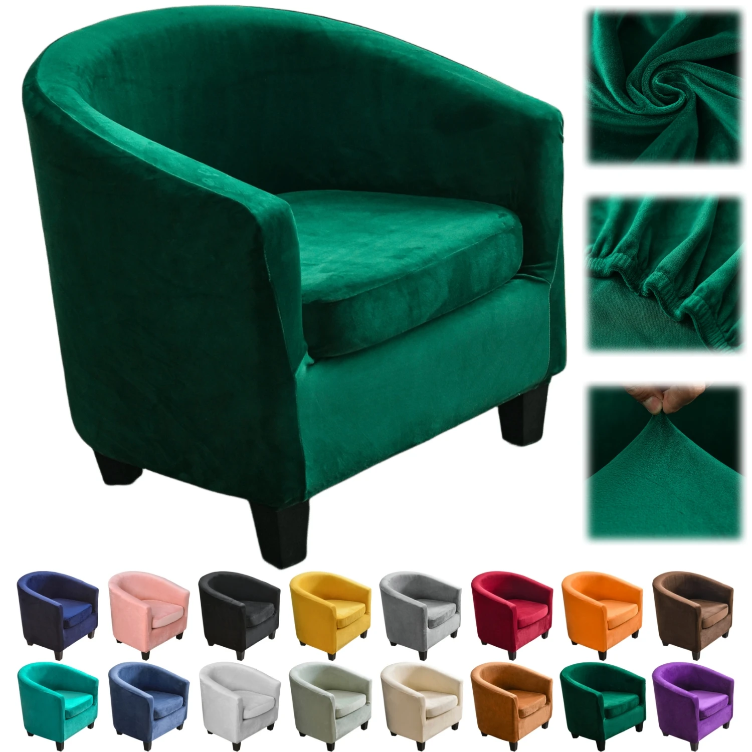 Club Chair Slipcover 2 Piece Set Velvet Tub Chair Cover Stretch Club Chair Cover Super Fit Armchair Covers