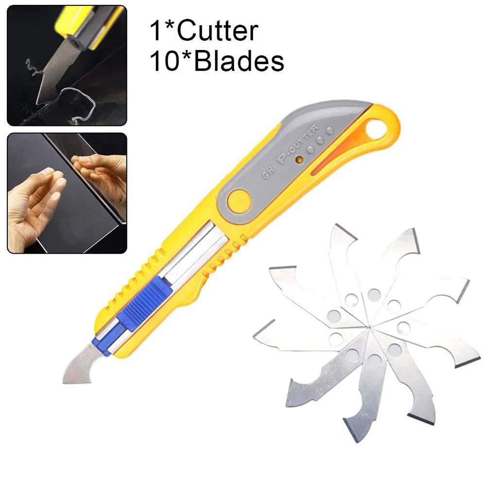 Cortador de Folha de Plástico com 10 Lâminas Faca Ferramentas de Corte de Gancho Folha de Plástico Acrílico Plexiglures pc