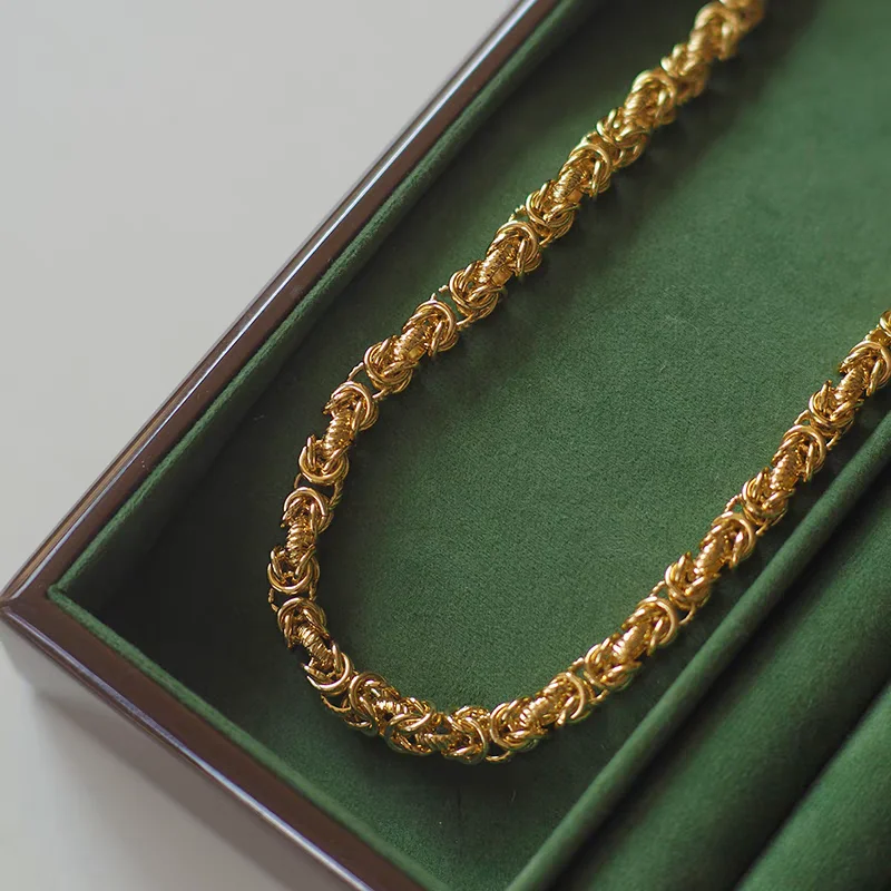 Brass With 18K Gold Chunky Twist Choker Necklace Women Jewelry Punk Designer Runway Rare Gown Boho Japan Korean
