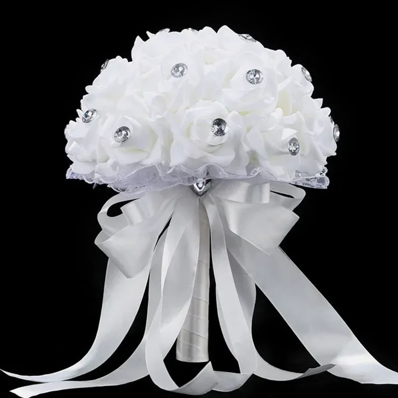 Wedding Bouquet for Wedding Blue and White Bridal Bouquet Accessories Handmade Artificial Flower Rose