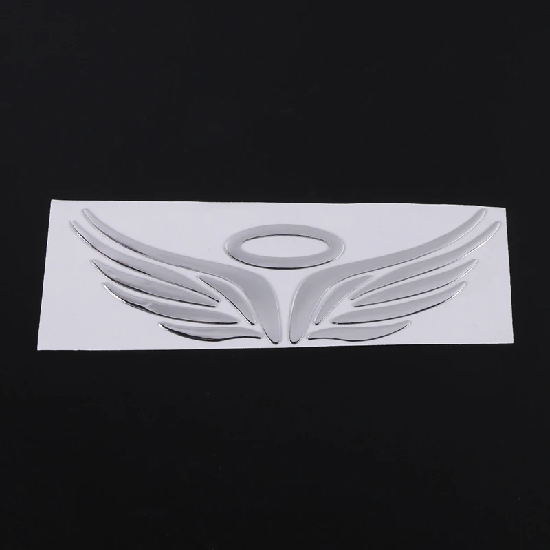 3D Chrome Angel Wing Sticker Decal Auto Car Emblem Decal Decoration Color Silver