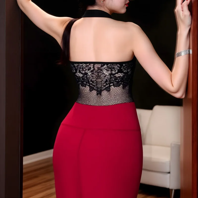 Sexy Secretary Role Play Lingerie Set - Bustier Corset Dress with Garter Belt Seductive Nightwear for Women