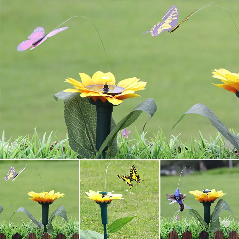

Solar Powered Dancing Fluttering Butterflies Flying Hummingbird Yard Lawn Decor For Decorative Accessories