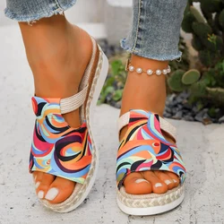 2024 Women's Summer New Fashion Round Toe Designer Sandals for Women Elegant Wedge Non-Slip Dress Party Women's Flip Flops