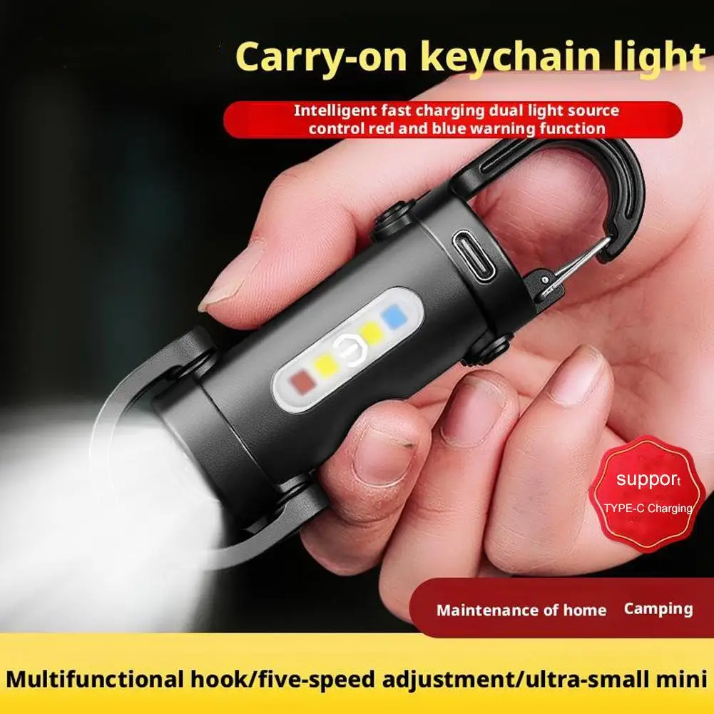 

Multifunction Keychain Light Super Bright LED Mini Flashlight For Outdoor Emergency Rechargeable Portable Work Light For Camping