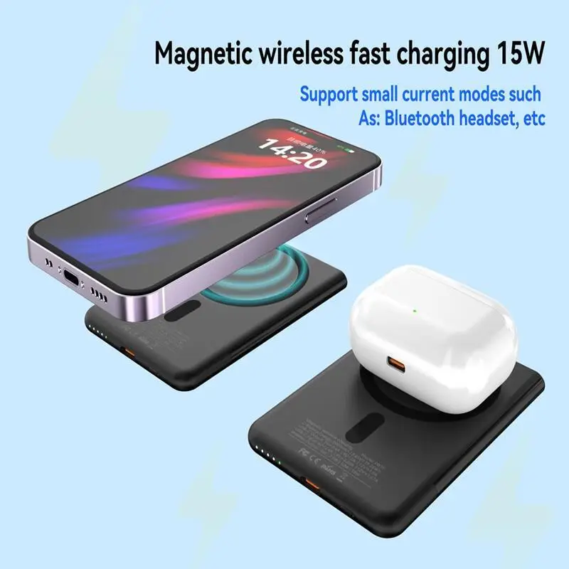 Magsafe Magnetic Wireless Power Bank PD20W is suitable for iPhone ultra-thin and lightweight portable power bank with holder