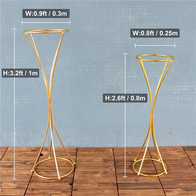 JAROWN Gold Plated Wedding Metal Flower Stand Tall Centerpiece Geometric Stand Vase Table Floral Display Stand Wedding Decor