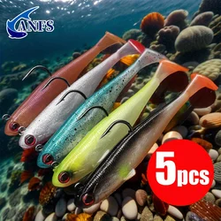 ANFS 5pcs Jig Head Soft Fishing Lure Swimbaits for Bass Fishing Premium Fishing Bait for Freshwater Saltwater Pesca