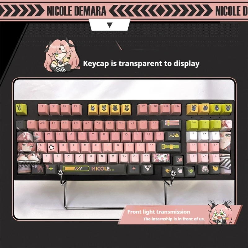 Zenless Zona Zero Nicole Keycap, 133 Teclas de Teclado Mecânico, Material Pbt, Hot Sublimation, Periférico Anime Key Caps