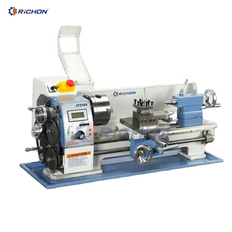 8x16 Mini Metal Bench Lathe Digital Speed 900W Brushless Motor Big Spindle Bore 38mm Manual Lathe Machine