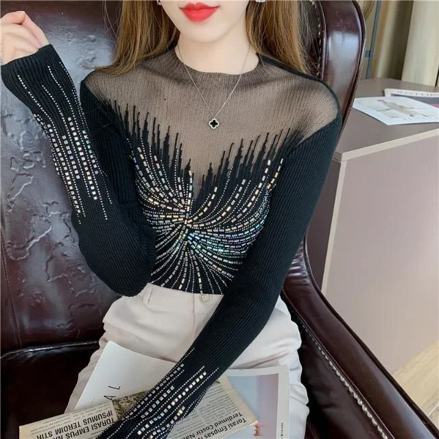 2023 Sexy Women\'s Long Sleeve Sweater Top Blusas Clothes for Women Tops Shirts Blouses