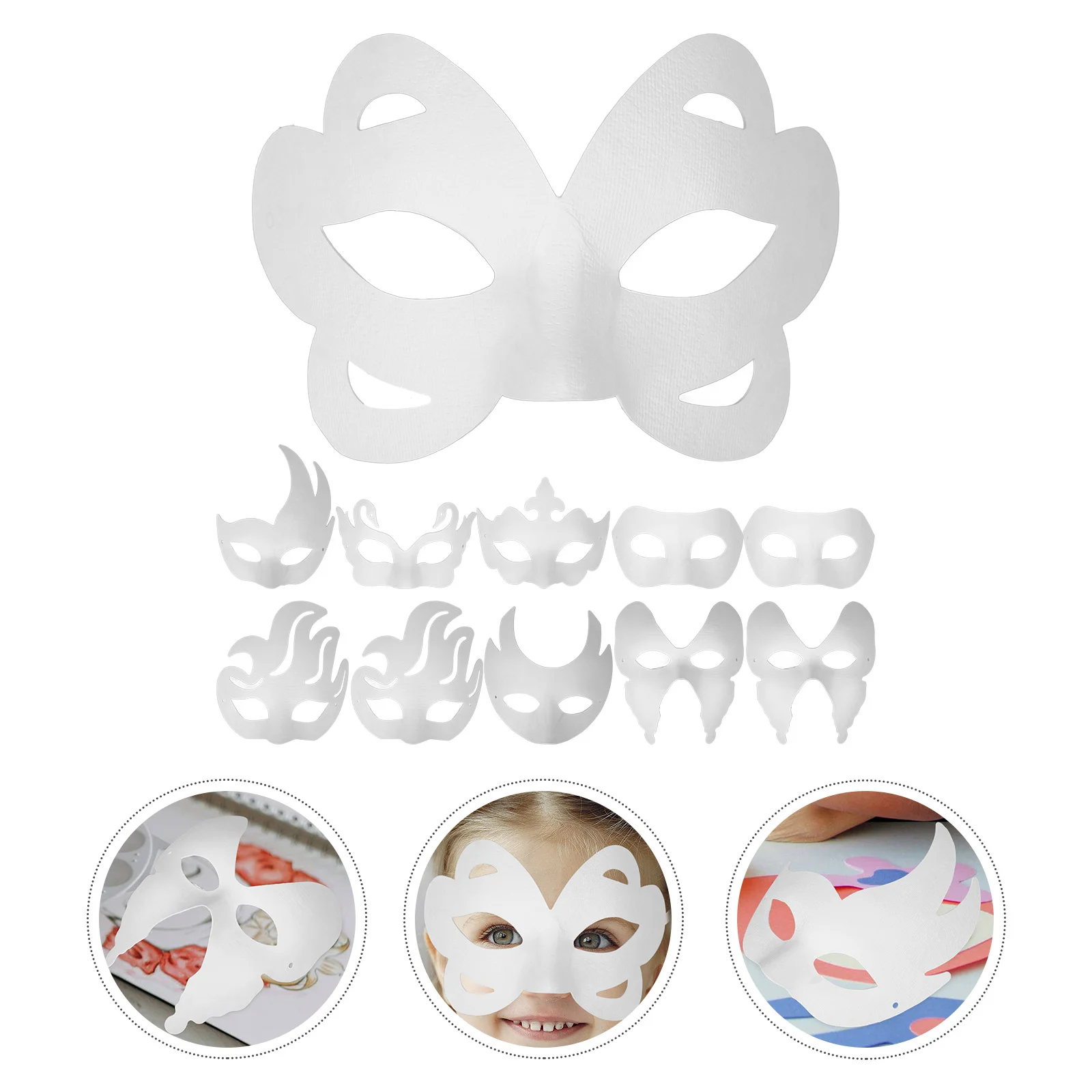 

16 Pcs Mask Halloween White Masquerade Handmade Paintable Masks Blank for Painting Unpainted