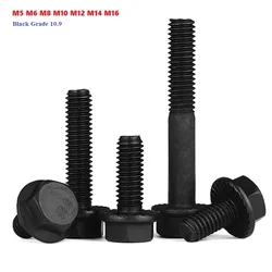 Black Grade 10.9 Carbon Steel Outer Hexagon Head Flange Cap Screws Hexagon Flange Bolt M5 M6 M8 M10 M12 M14 M16