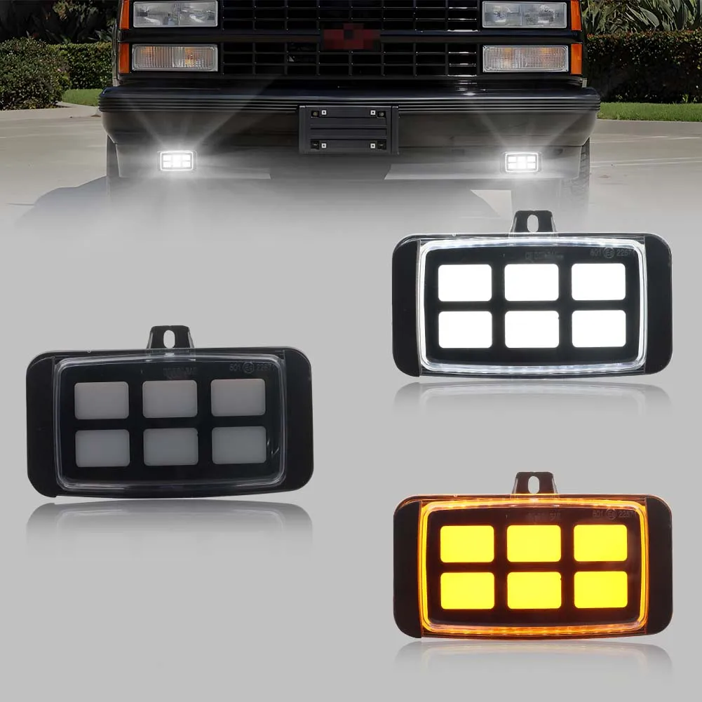 

2PCS Front Turn Signal Light Fog Lights W/ LED For 1988-1999 Chevrolet GMC C1500 C2500 C3500 S10 S15 K1500 K2500 K3500 Pontiac
