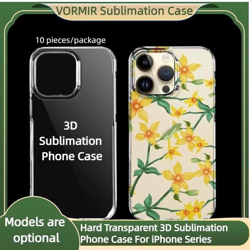 

10pcs Transparent Hard 3D Sublimation Phone Cases Thermal Heat Transfer Press Custom Cover Blanks For iPhone 17 16 15 14 13 12
