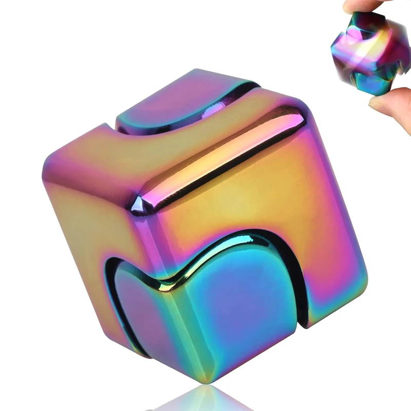 Square Magic Dice Metal Rotate Cube Fidget Spinner Anxiety Stress Relieve Autism ADHD Relaxing Cool Toys And Gadgets For Adults