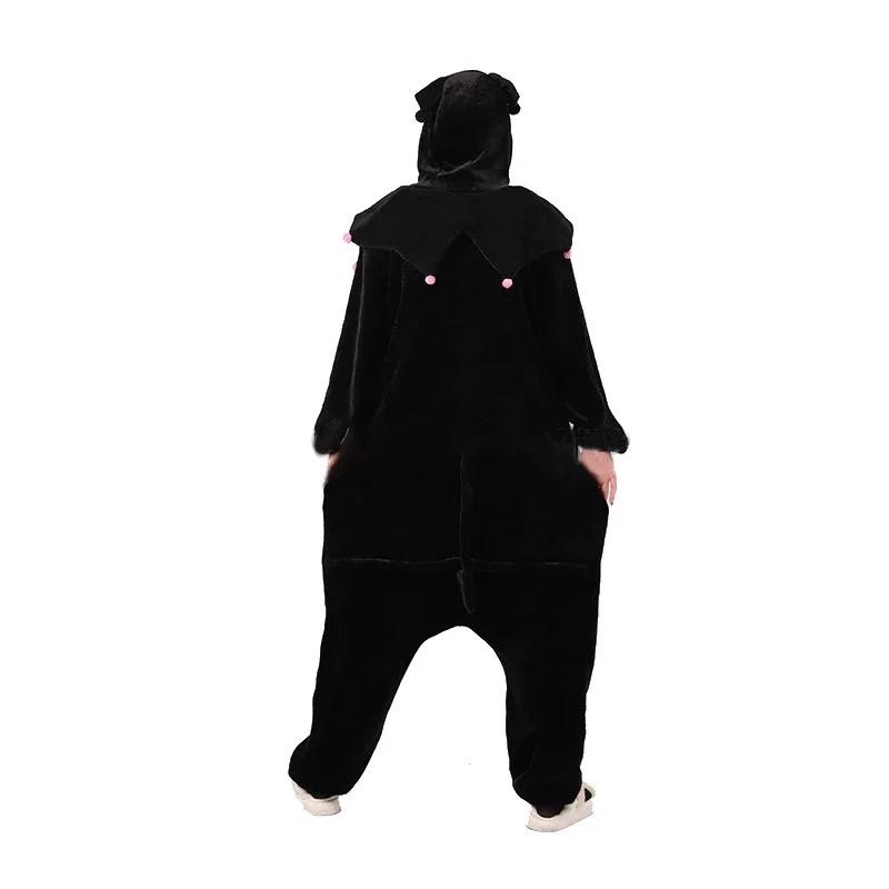 Kuromi Kigurumi النساء نيسيس أنيمي منامة الكرتون الملابس للبالغين صبي الفتيات كامل الجسم منامة الفانيلا قطعة واحدة ارتداءها