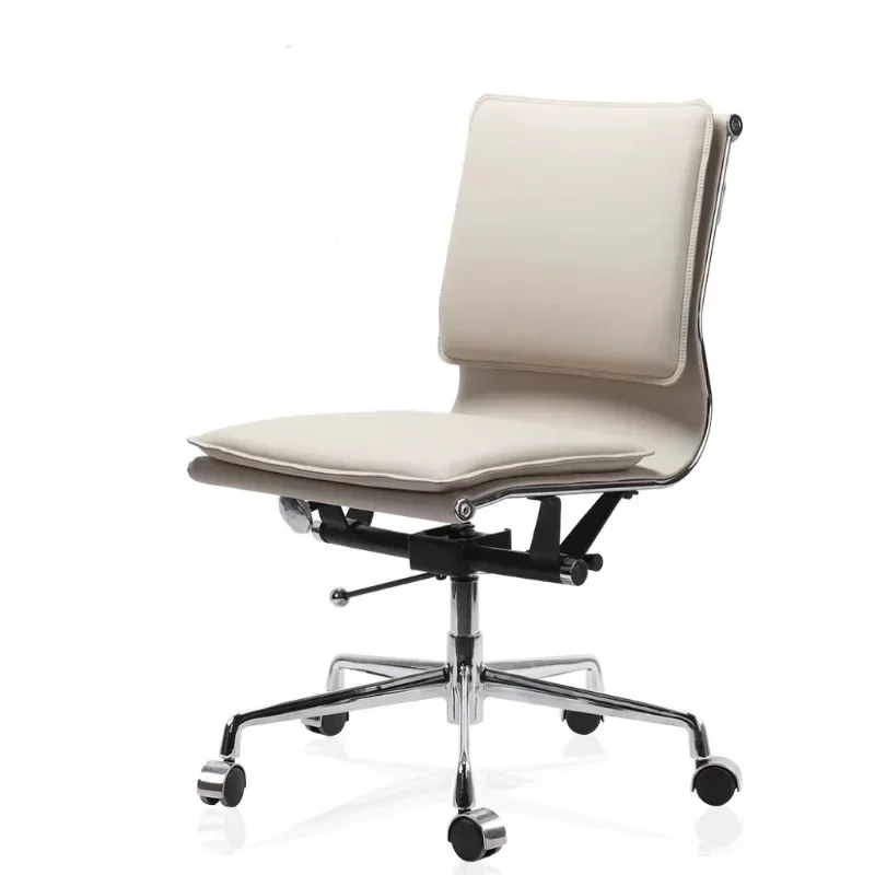 Modern Leather Office Chair with Metal Frame , Computer Chair for Home Bedroom