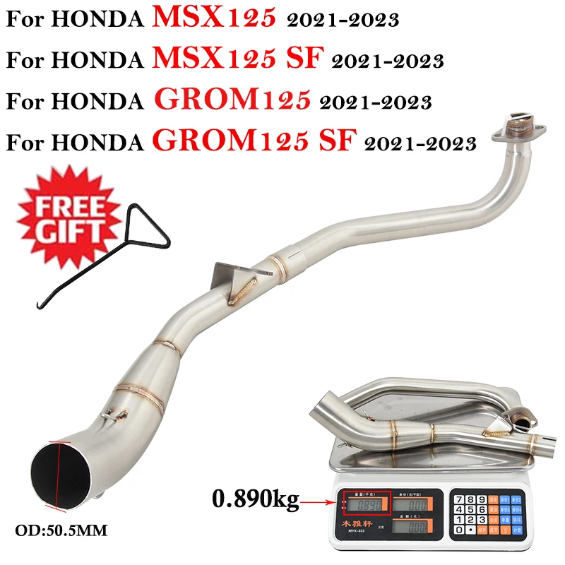 

For Honda GROM125 MSX125 GROM125SF MSX125SF 2021 2022 2023 Motorcycle Exhaust Muffler System Header Modified Front Mid Link Pipe