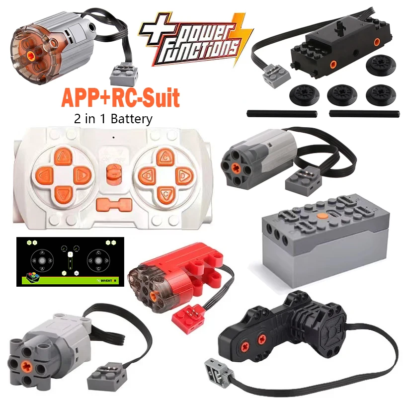 Motor de vía de tren de alta tecnología, módulo de aplicación Bluetooth 2,4G, bloques de construcción RC DIY, función de potencia MOC PF, actualización de XL-M-Servo Motor DIY