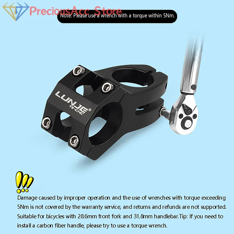 Bicycle Handlebar Stem Power Short 45MM Mountain Bike Bridge 25.4/31.8MM Pipe Aluminum Alloy Cycling Stem Riser Table view 2