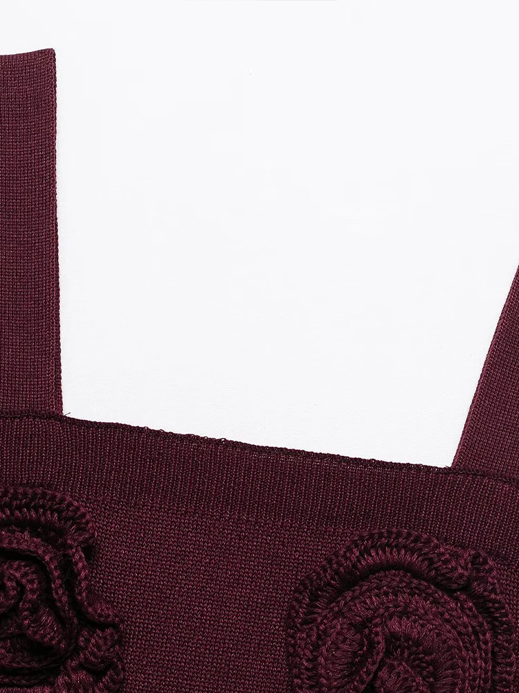 European and American style 2025 summer new women's clothing all-match blended rose applique knitted top mid-waist shorts