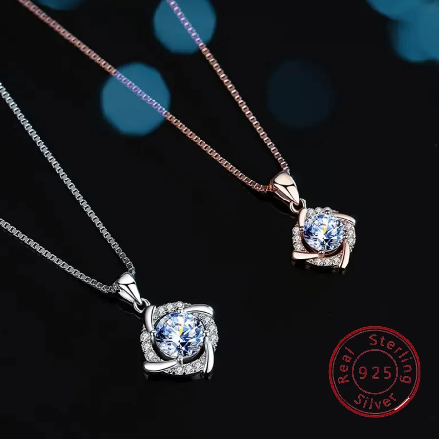 

Sterling Silver S925 Windmill Necklace for Women Fashionable Luxury-Feel European-Style Silver Jewelry