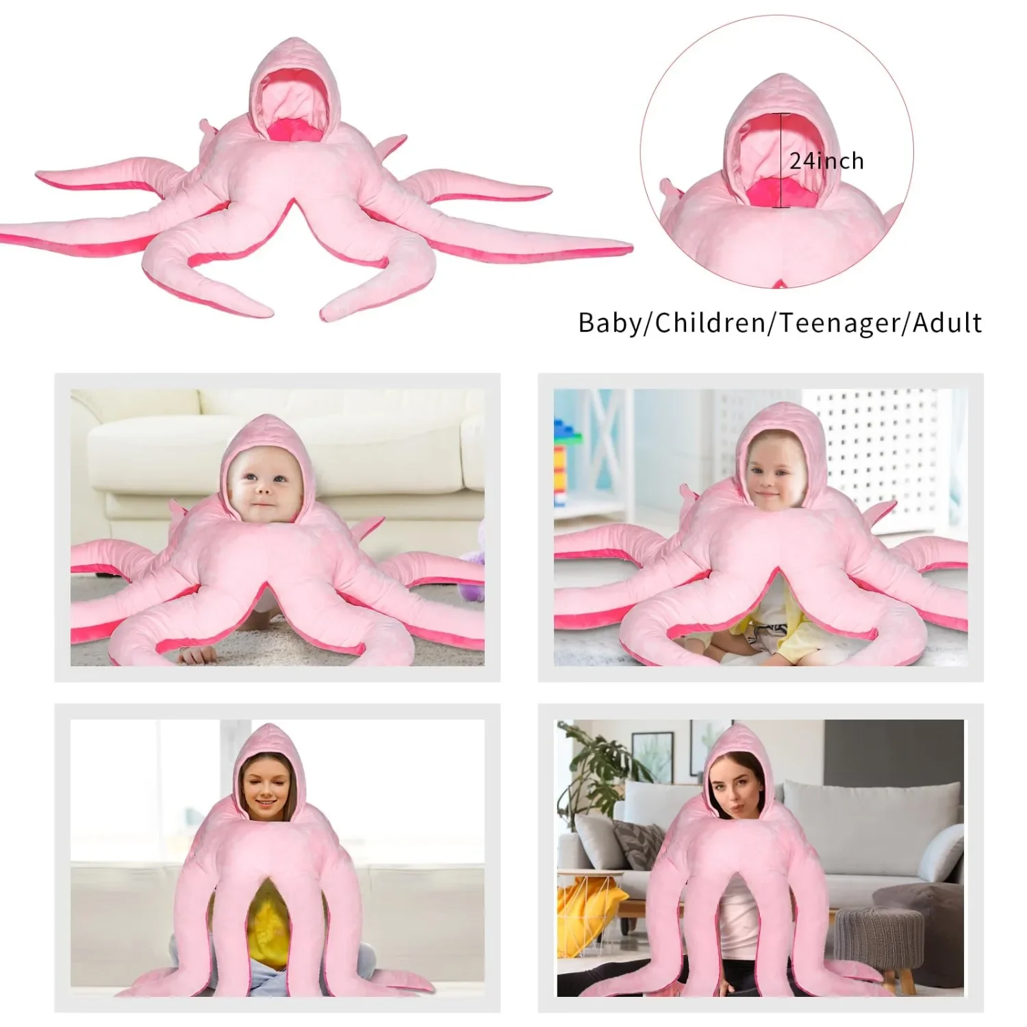 Baby Halloween Costumes Octopus Costume Kids Cute Giant Octopus Baby Funny Octopus Dress Up Plush Doll Throw Pillow