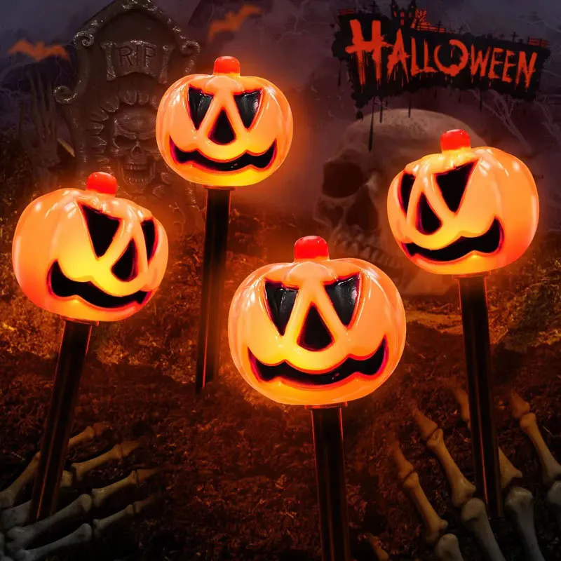 2026 Outdoor Garden Solar Ground Insert Lamp Halloween Spooky Pumpkin Ghost Waterproof Lawn Decorative Light