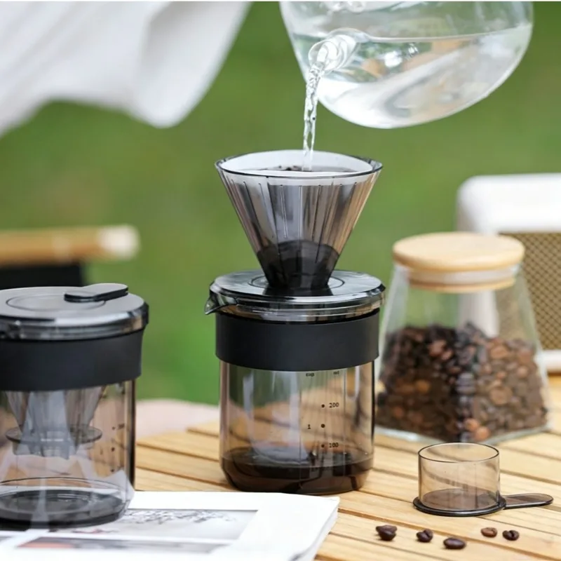 Portable Pour Over Coffee Maker Kit for Camping Office ,3-in-1 Integrated 10g Measuring Spoon,Filter Funnel ,40pcs Paper Filters