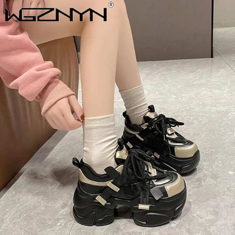 

New 8cm High Top Sneakers Woman Female Fashion Hight Increasing Ladies Trainers Chunky Sneakers Woman Basket Femme size 35-40