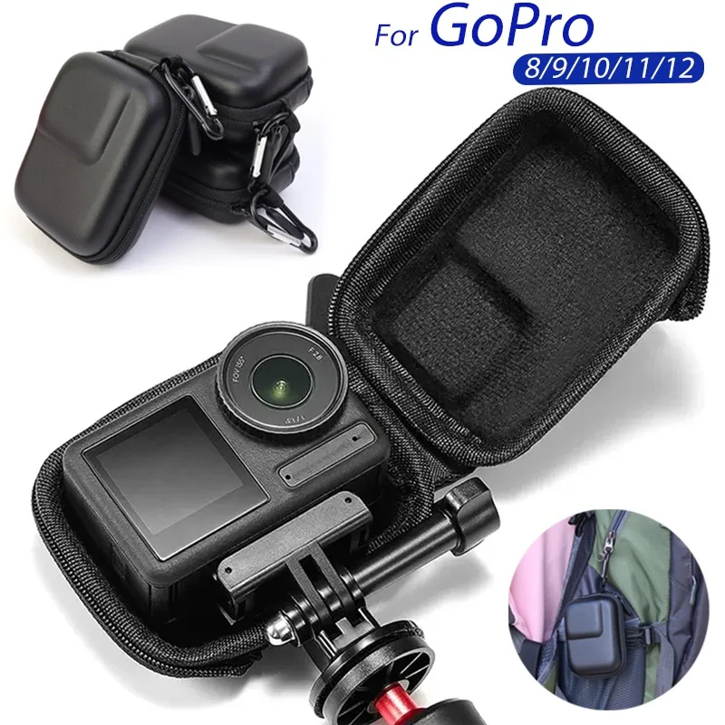 For GoPro Hero 9 10 11 12 Storage Protective Case Portable Carrying Bag With Carabiner Protector EVA Case For DJI Action4 Shell