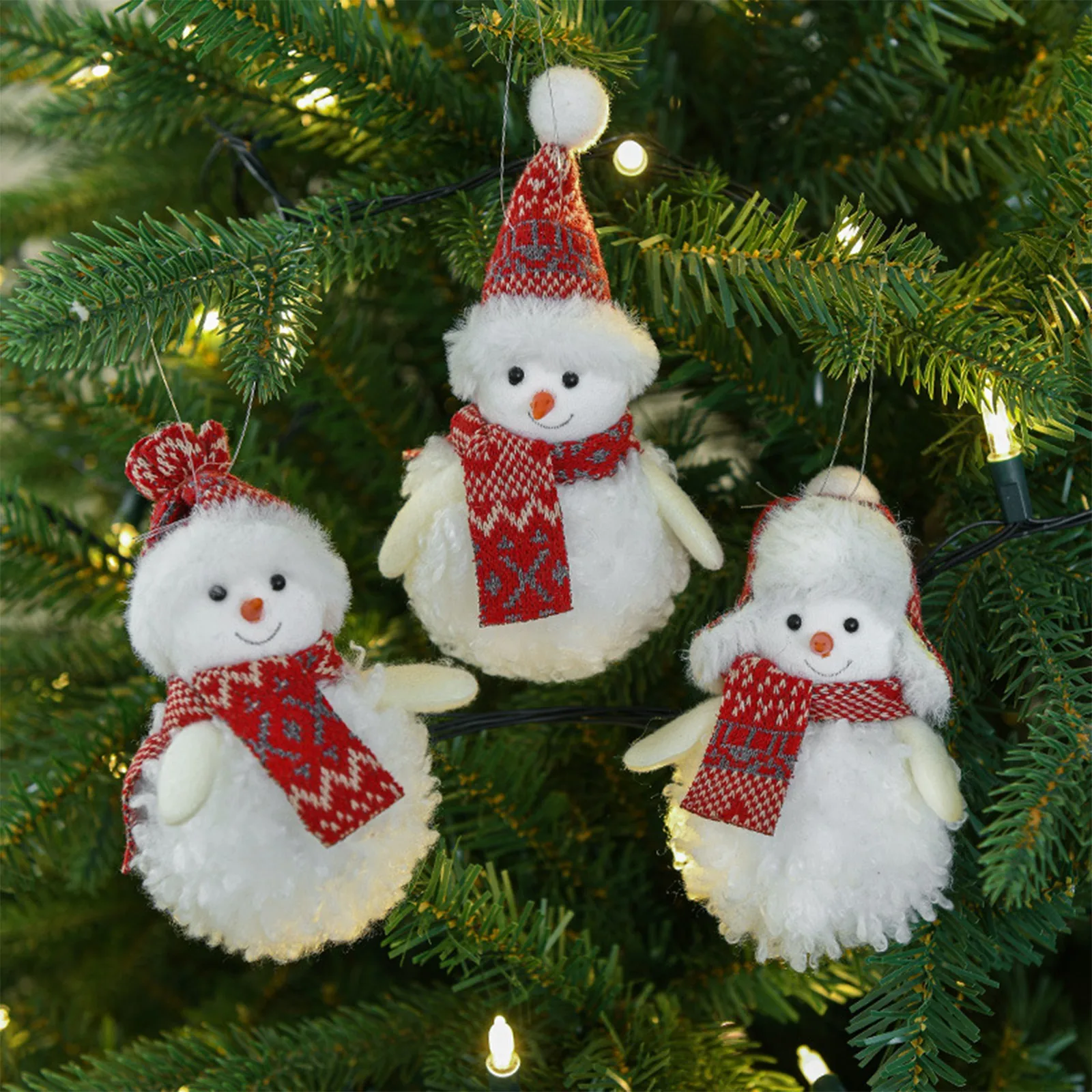 2025 Christmas Tree Small Pendant Decor Plush Red And White Scarf Snowman Feather Angel Ornament Xmas Decoration Hanging navidad