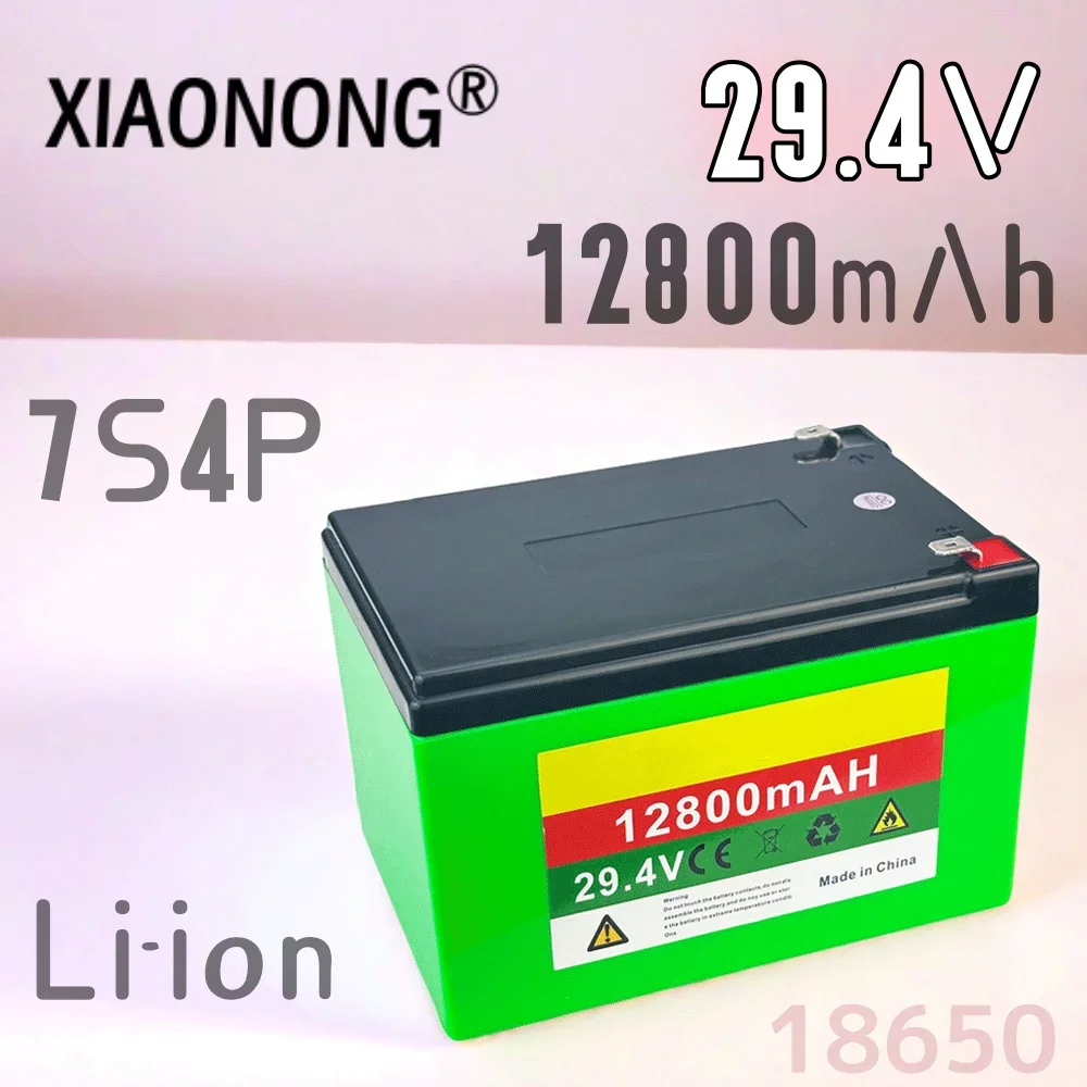 

29.4V 7S4P 12800mAh Li-ion Battery High-power 18650 Battery Pack Built in BMS High-power Suitable for Various Devices + Charger