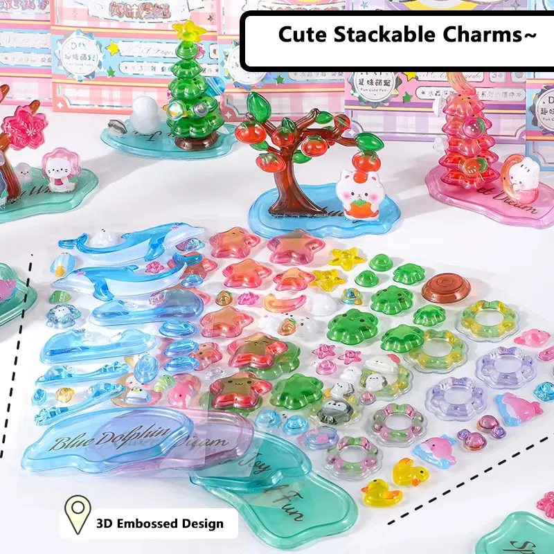 

Three Dimensional Crystal Solid Children's Cartoon Relief Sticker DIY Creative Sticker for Girls Boys Kids Handmade Gift