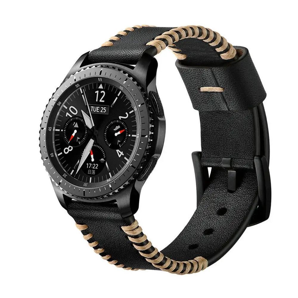 22mm Leather Strap for Samsung Watch 46mm/3 45mm/Gear S3 Bracelet Wristband for Huawei Watch GT 2 3 Pro/Amazfit GTR/Stratos Band