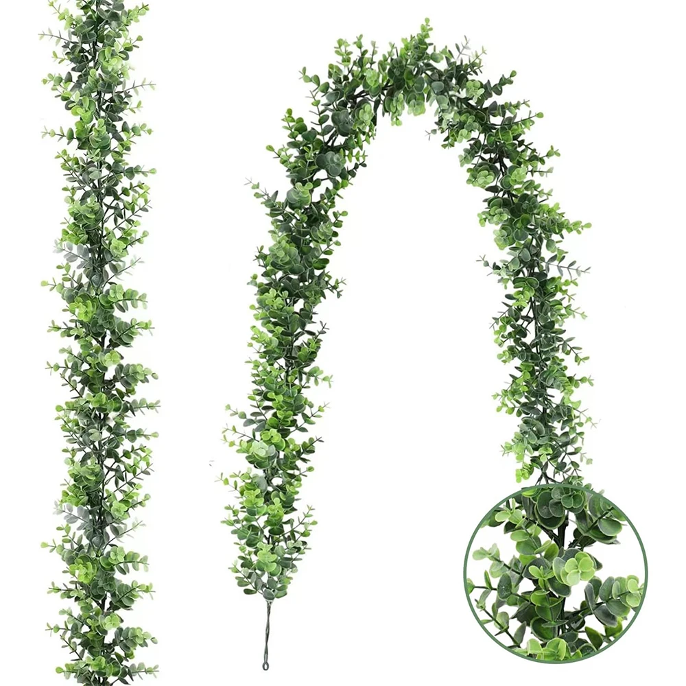 Künstliche Silber Eukalyptus Grün girlande Blätter Eukalyptus Dollar Reben Pflanzen wand für Hochzeit Faux Bogen Girlande Dekor