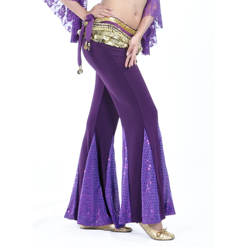 Pantalon de danse du ventre pour femmes, pantalon évasé en dentelle et mousseline de soie, Costume de princesse Bollywood indien, pantalon évasé de danse du ventre
